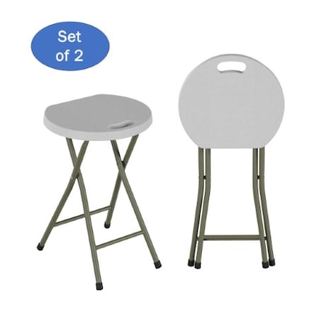 HASTINGS HOME Set of 2 Hastings Home 18-Inch Round Stool, Foldable, Carry Handle and 300lb Weight Capacity 860976FQF